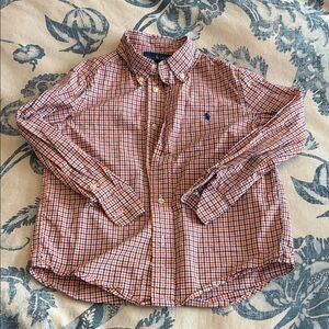 Polo by Ralph Lauren Kids Orange and Blue Plaid Shirt